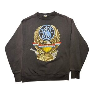 Vintage 90s Smith & Wesson Sweatshirt Black Mens Medium